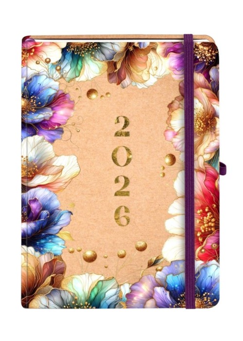 Kalendarz 2026 A5 Kraft DNS Kwiaty