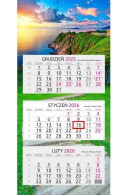 Kalendarz 2026 trójdzielny Klif