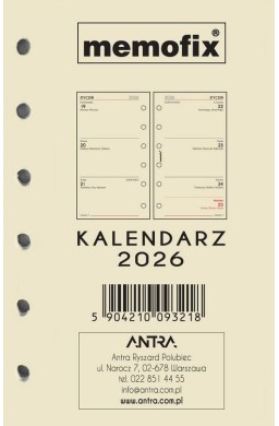 Wkład kalendarzowy 2026 Memofix A6 TDW