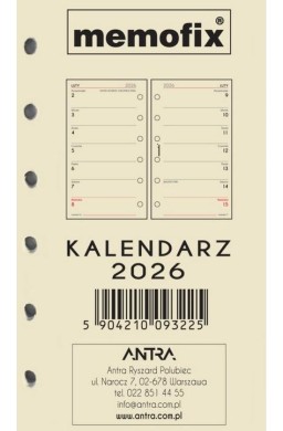 Wkład kalendarzowy 2026 Memofix A6 TNS