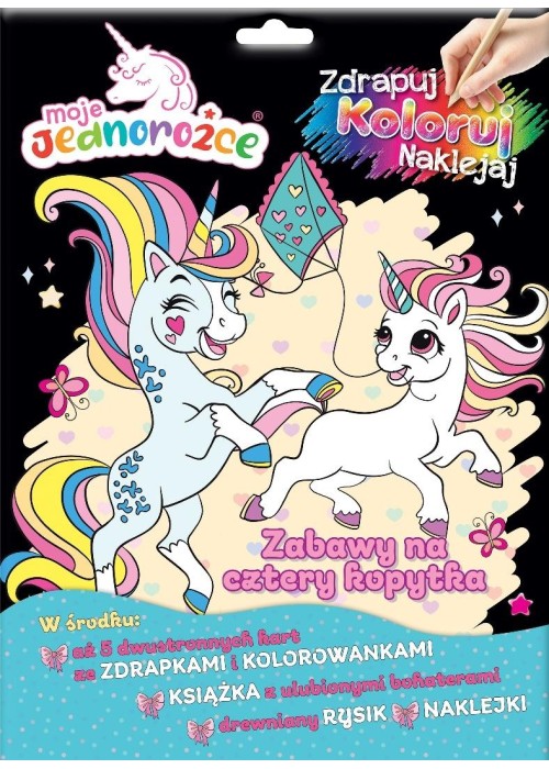 Moje Jednorożce Zdrapuj, koloruj, naklejaj