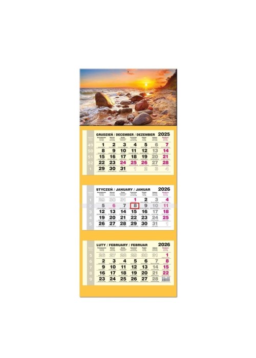 Kalendarz 2026 trójdzielny LUX gł. wypukła Bałtyk