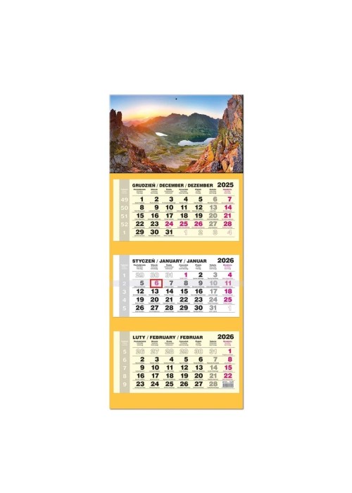 Kalendarz 2026 trójdzielny LUX gł. wypukła Tatry