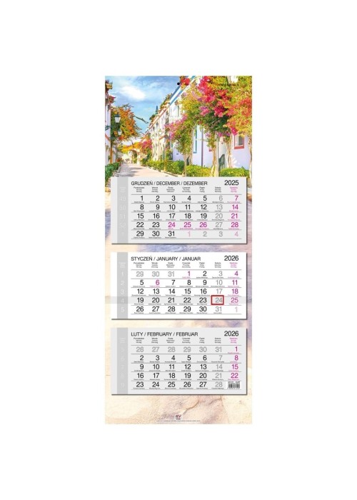 Kalendarz 2026 trójdzielny główka płaska Kanary