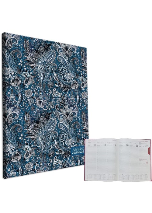 Kalendarz 2026 A4 tygodniowy Ornament Blue