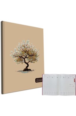 Kalendarz 2026 A4 tygodniowy Drzewo Beż