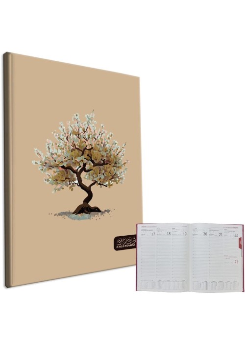 Kalendarz 2026 A4 tygodniowy Drzewo Beż