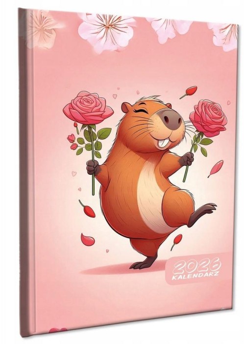 Kalendarz 2026 A5 tygodniowy notatka Kapibara Róż