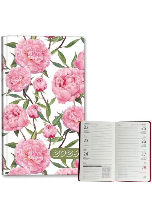 Kalendarz 2026 A6 tygodniowy Peonie