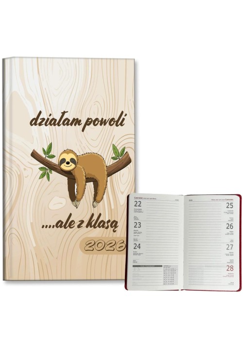 Kalendarz 2026 A6 tygodniowy Leniwiec z klasą