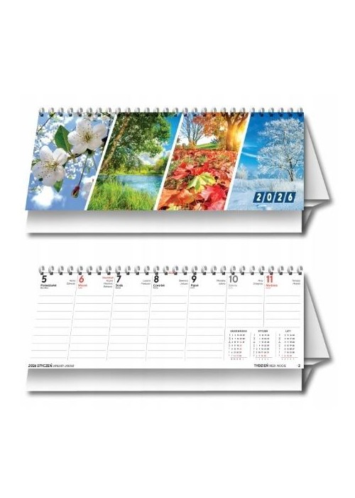 Kalendarz 2026 biurkowy tygodniowy poziomy 4 pory Kalendarz 2026 biurkowy tygodniowy poziomy 4 pory