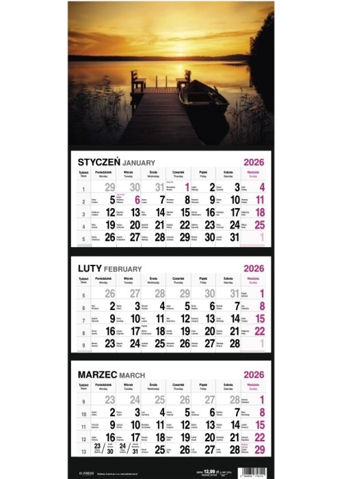 Kalendarz 2026 trójdzielny MIX