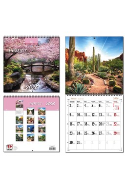 Kalendarz 2026 30x60 13 planszowy Ogrody