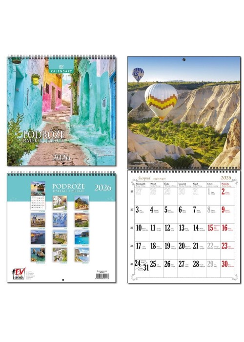 Kalendarz 2026 30x60 13 planszowy Podróże