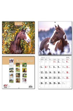 Kalendarz 2026 30x60 13 planszowy Konie