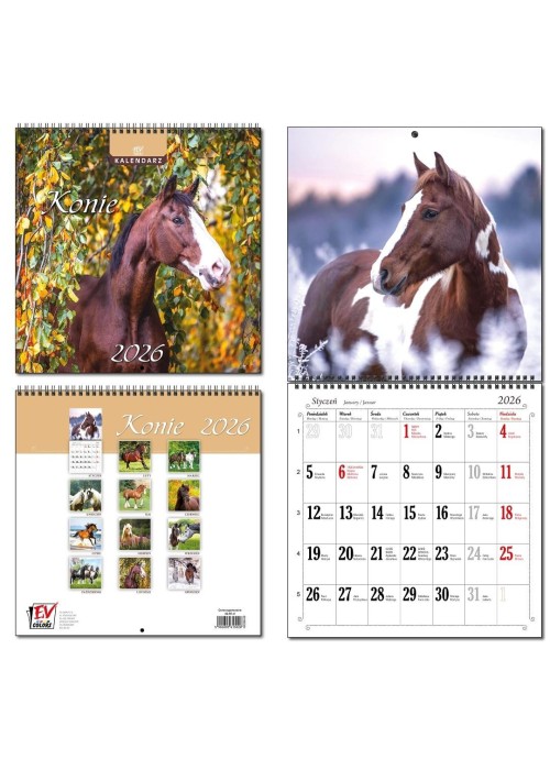 Kalendarz 2026 30x60 13 planszowy Konie