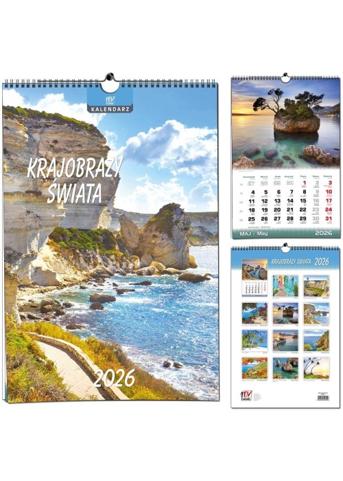 Kalendarz 2026 B3 13 planszowy Krajobrazy Świata