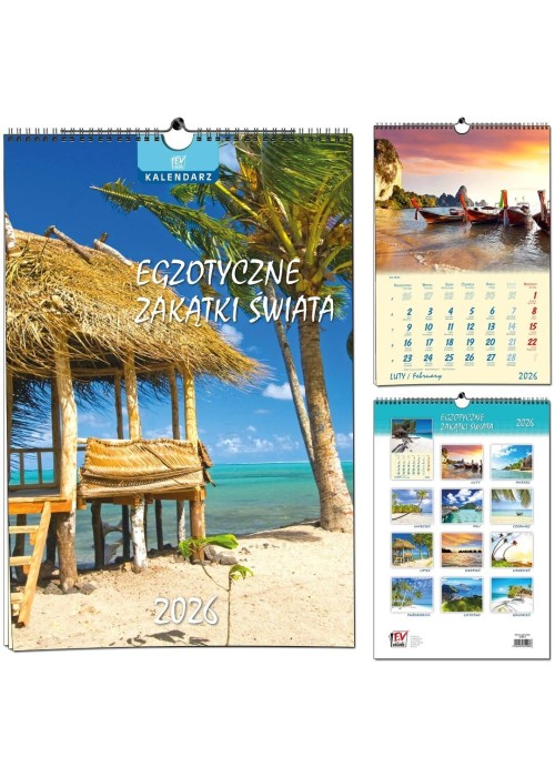 Kalendarz 2026 B3 13 plansz Egzot. Zakątki Świata