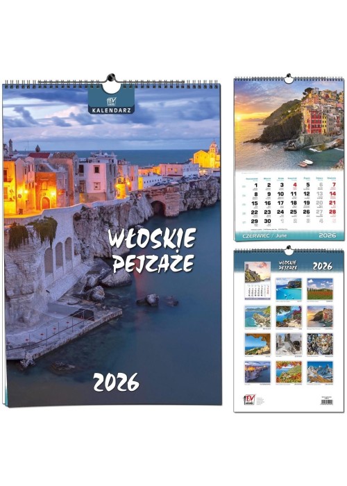 Kalendarz 2026 B3 13 planszowy Włoskie Pejzaże