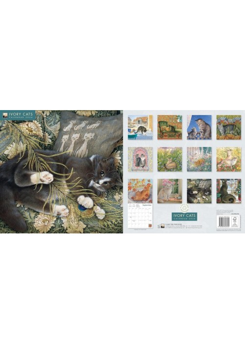 Kalendarz 2026 ścienny kwadrat Koty Ivory