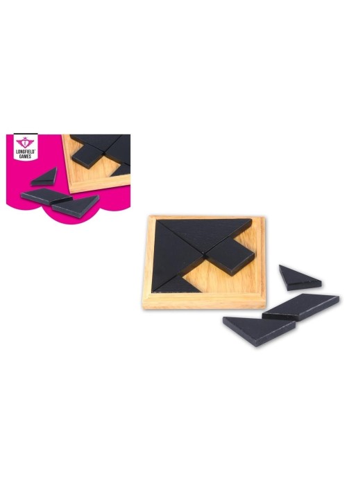 Tangram z naturalnego drewna w pudełku