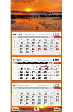 Kalendarz 2026 trójdzielny płaska główka Ustka