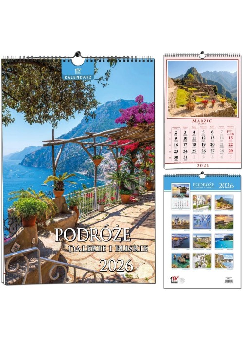 Kalendarz 2026 B3 13 planszowy Podróże