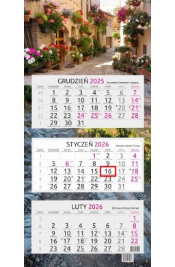 Kalendarz 2026 trójdzielny Włoska uliczka