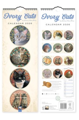 Kalendarz 2026 ścienny paskowy Ivory Cats