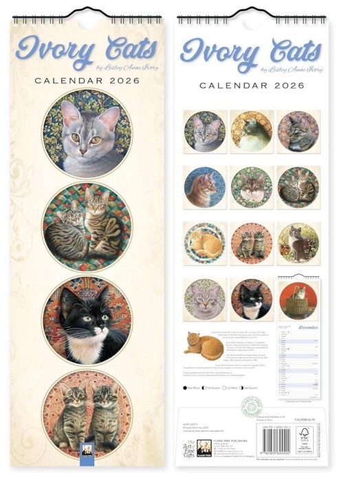 Kalendarz 2026 ścienny paskowy Ivory Cats