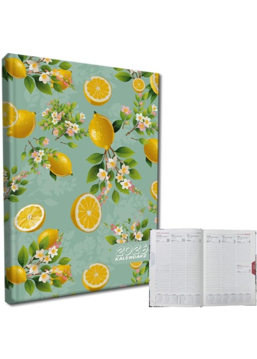 Kalendarz 2026 A5 tygodniowy rozkładówka Cytryny