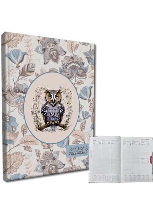 Kalendarz 2026 A5 tygodniowy rozkładówka Sowa Boho