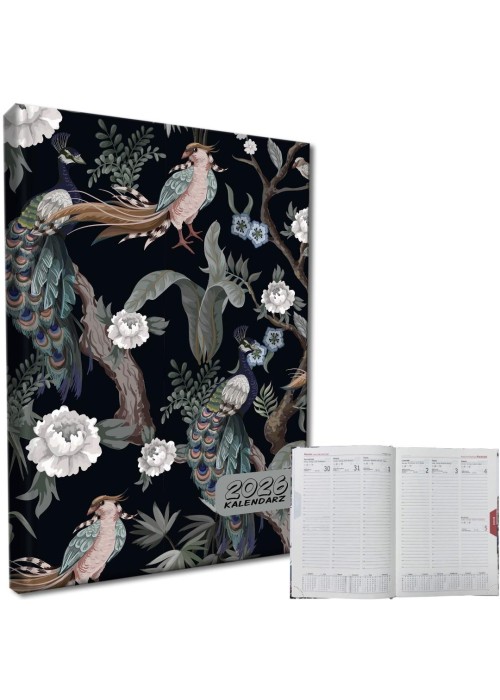 Kalendarz 2026 A5 tygodniowy rozkładówka Pawie