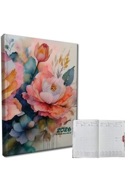 Kalendarz 2026 A5 tygodniowy rozkładówka Kwiaty