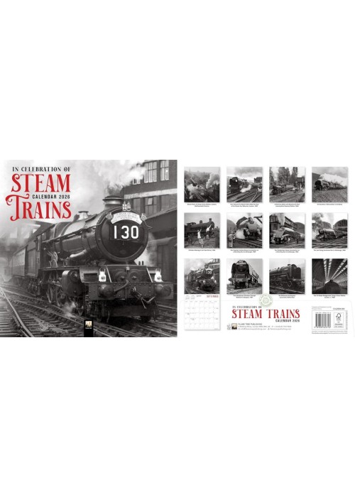 Kalendarz 2026 ścienny kwadrat Parowozy