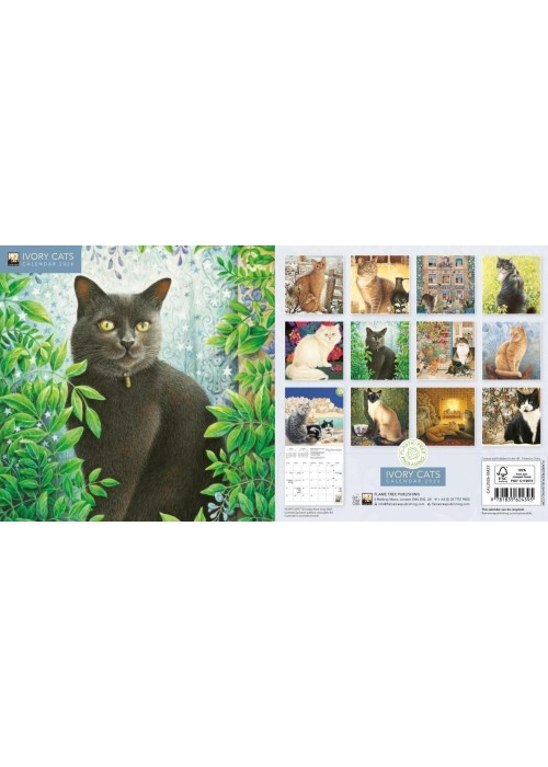 Kalendarz 2026 ścienny kwadrat Ivory Cats Koty