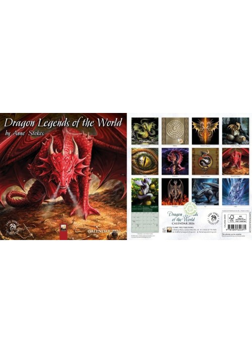 Kalendarz 2026 ścienny kwadrat Smoki Anne Stokes