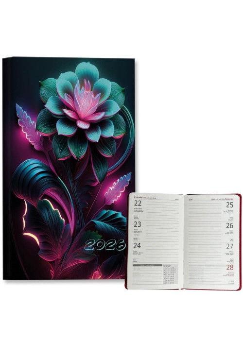 Kalendarz 2026 A6 tygodniowy Neonowe Kwiaty