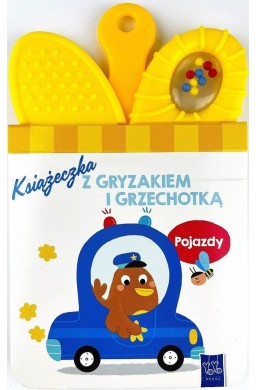 Książeczka z gryzakiem i grzechotką. Pojazdy