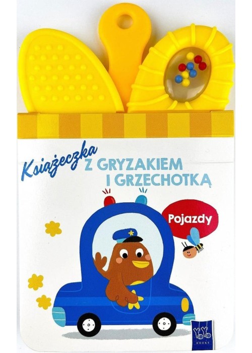 Książeczka z gryzakiem i grzechotką. Pojazdy