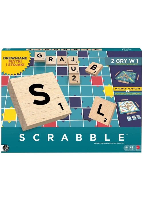 Scrabble Drewniane płytki i stojaki Rodzinna gra