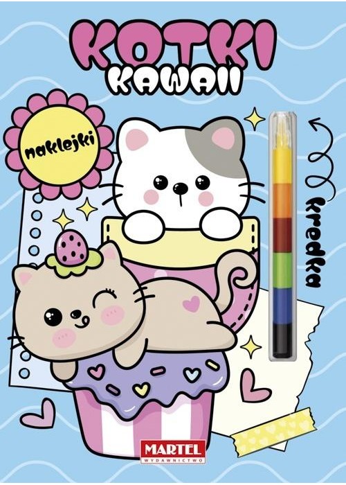 Modułowa kredka. Kawaii kotki z naklejkami