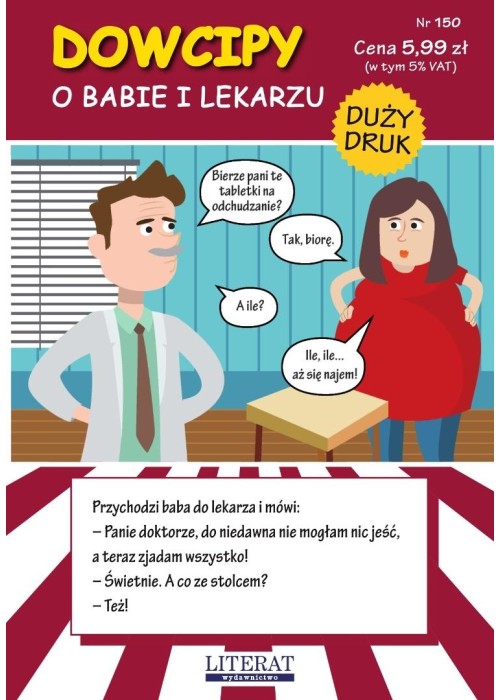 Dowcipy. O babie i lekarzu. Duży druk. Nr 150
