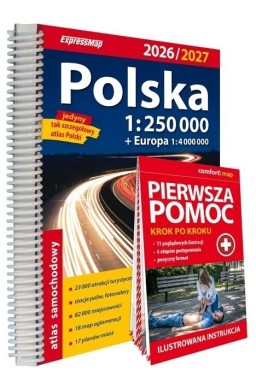 Atlas samochodowy Polska 1:250000 + Pierwsza pomoc