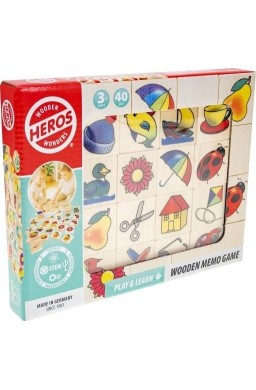 Drewniana gra memory obrazkowe 40el