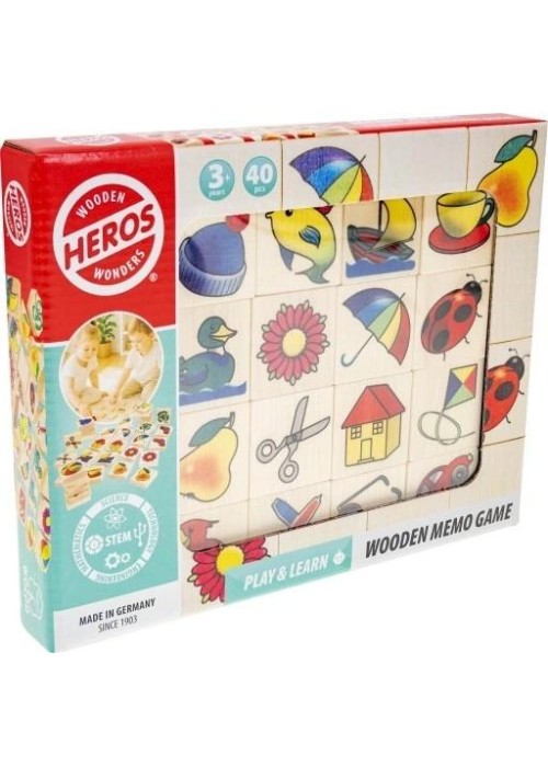 Drewniana gra memory obrazkowe 40el