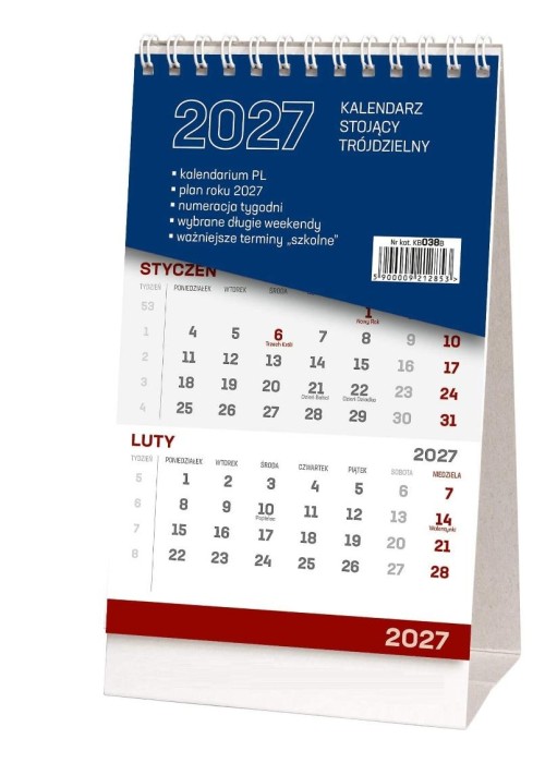 Kalendarz stojący trójdzielny
