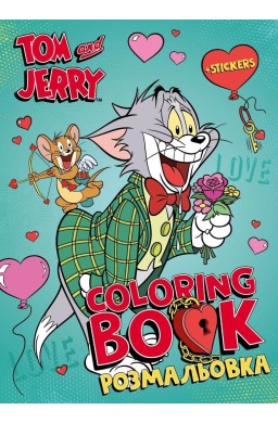 Kolorowanka z naklejkami Tom i Jerry Walentynki