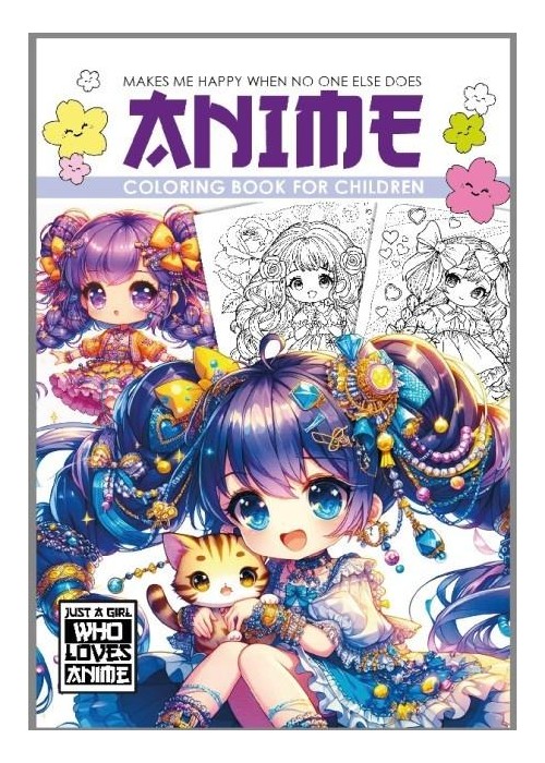 Kolorowanka A4 Anime Dla Dzieci fioletowa
