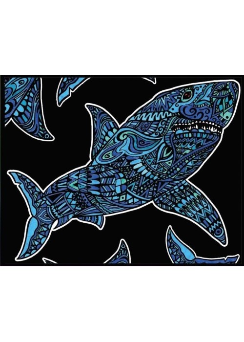 Kolorowanka welwetowa 47x35cm Rekin